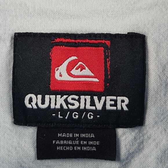 Quiksilver Button Up Shirt Men Short Sleeve Blue Striped Large Cotton Woven - Picture 11 of 15
